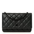Lambskin Quilted Wallet On Chain WOC So Black