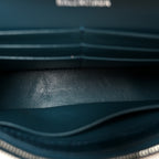 Shiny Calfskin Crocodile Embossed Hourglass Chain Bag Dark Petrol Blue