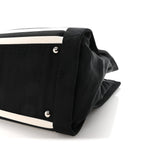Canvas Grosgrain Striped CC Shopping Tote Black White