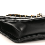 Shiny Lambskin Flap Clutch With Chain Black