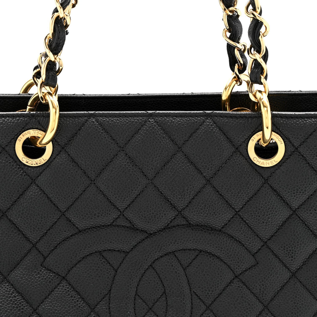 Caviar Quilted Grand Shopping Tote GST Black