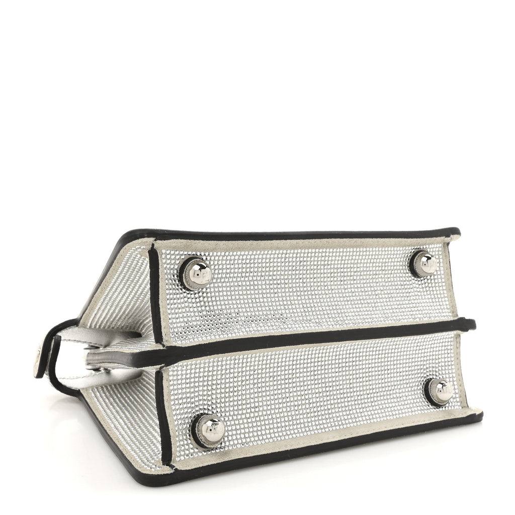 Crystal Vitello Laminato FF Petite Peekaboo I SEE U Satchel Crystal Argento