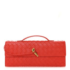 Nappa Intrecciato Long Andiamo Top Handle Clutch Orange