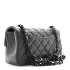 Pearly Lambskin Quilted Mini Rectangular Flap So Black