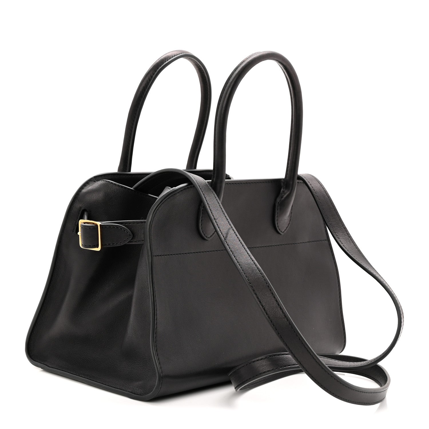 Polished Saddle Calfskin Soft Margaux 10 Bag Black