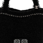 Tweed Resin Strass Large Robot Shopping Bag Black