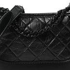 Aged Calfskin Quilted Small Gabrielle Hobo So Black