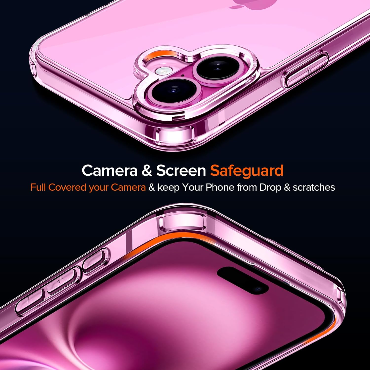 Entronix Bundle Compatible with iPhone 16 Plus - [Hard] Clear Case & 2 Clear Clear Screen Protectors