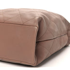 Shiny Lambskin Quilted Maxi Hobo Brown