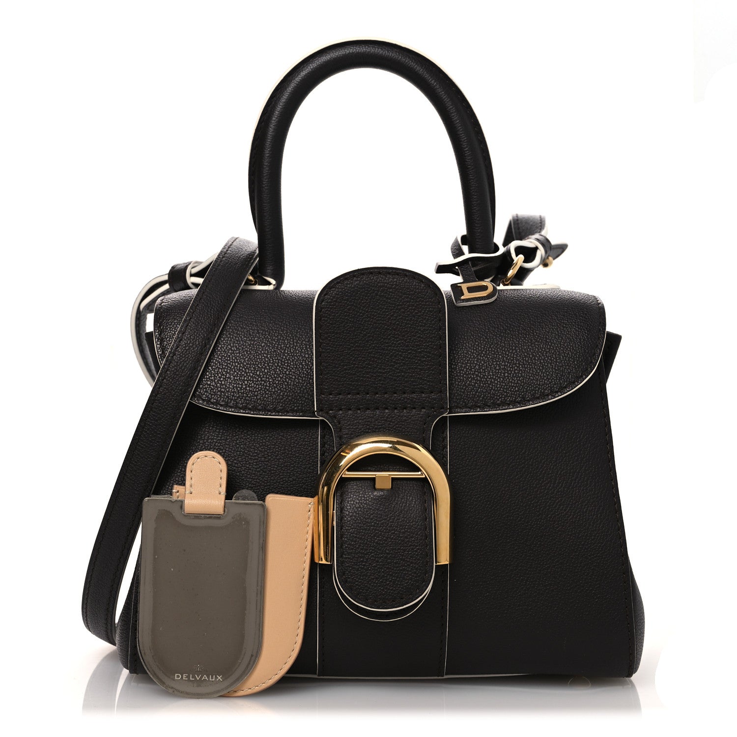 Grained Calfskin Bi-Color Brillant Mini Satchel Black