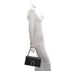 Pebbled Calfskin Small Dionysus Shoulder Bag Black
