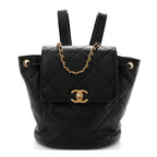 Lambskin Quilted Logo Mini Backpack Black