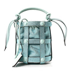 Calfskin Crystal Small Cage Bag Blue