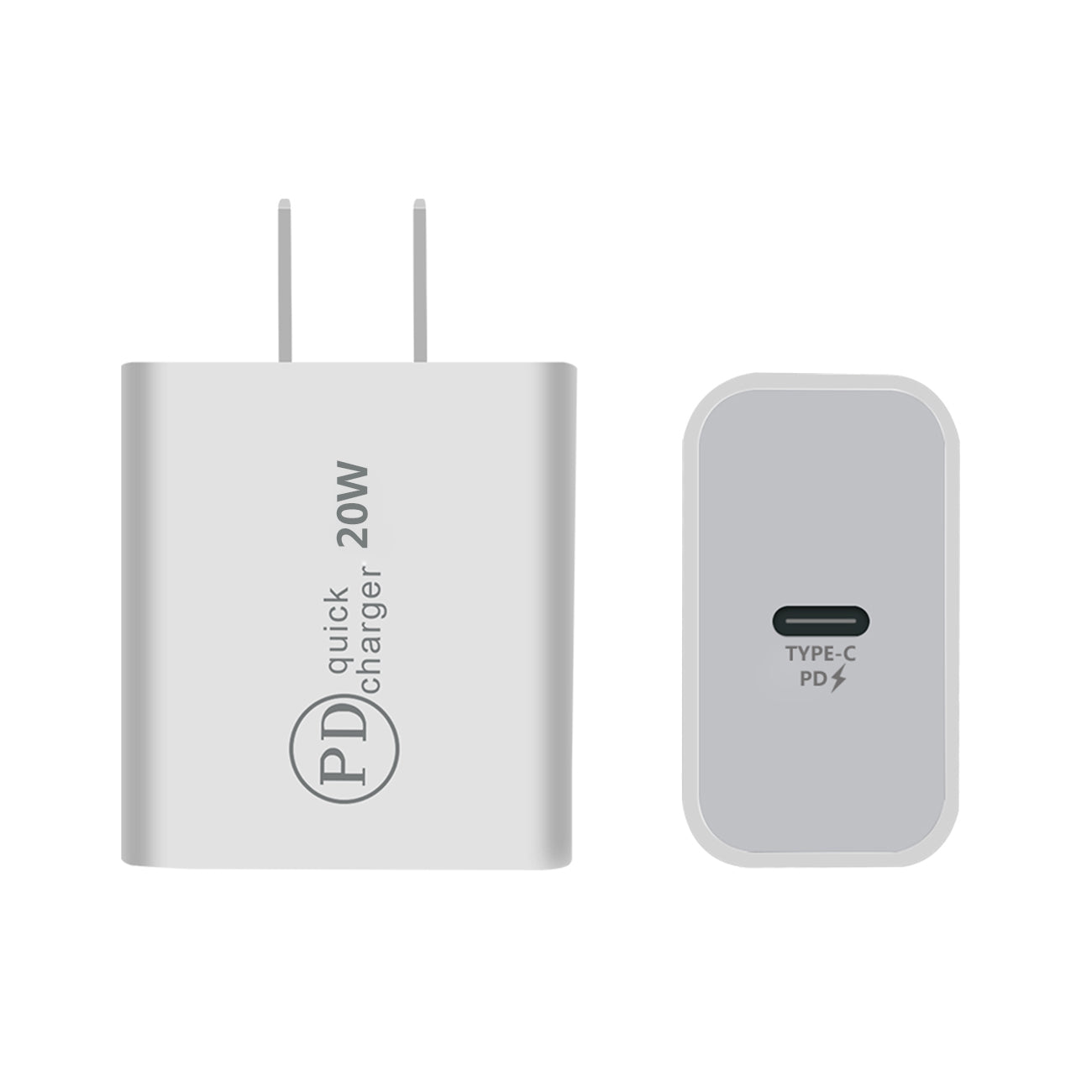 20W Power Delivery Travel Wall Charger Adapter With Type-C Port In White