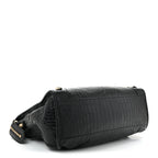 Calfskin Crocodile Embossed Giant 12 Gold Hardware City Black