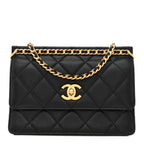 Caviar Quilted Small Chain Frame Flap Black