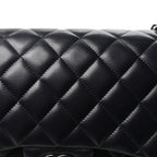 Lambskin Quilted Jumbo Double Flap Navy