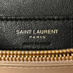Calfskin Y Quilted Monogram Small Loulou Chain Satchel Dark Beige