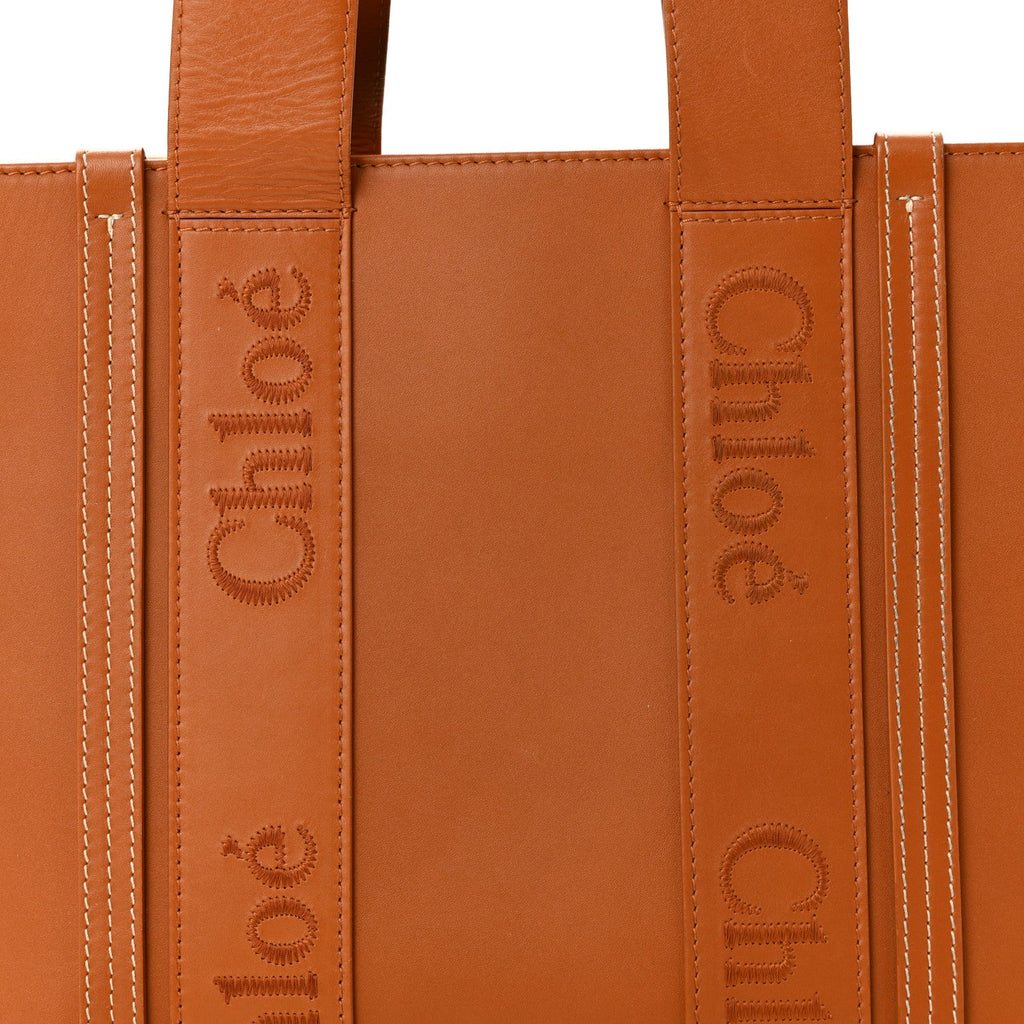 Calfskin Medium Woody Tote Caramel