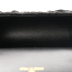 Velvet Camellia Embossed Jewel Belt Card Holder With Chain Black