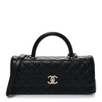 Caviar Quilted Maxi East West Coco Handle Flap Black