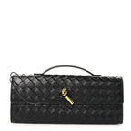 Nappa Intrecciato Long Andiamo Top Handle Clutch Black