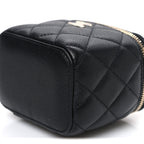 Caviar Quilted Mini Vanity Case With Chain Black