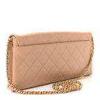 Calfskin Quilted Enchained Clutch Beige