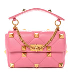 Nappa Medium Roman Stud Shoulder Bag Flamingo Pink