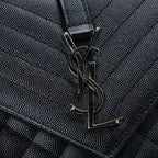 Grain De Poudre Textured Mixed Matelasse Triquilt Medium Monogram Satchel Black