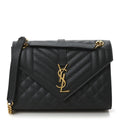 Grain De Poudre Textured Mixed Matelasse Triquilt Medium Monogram Satchel Dark Smog