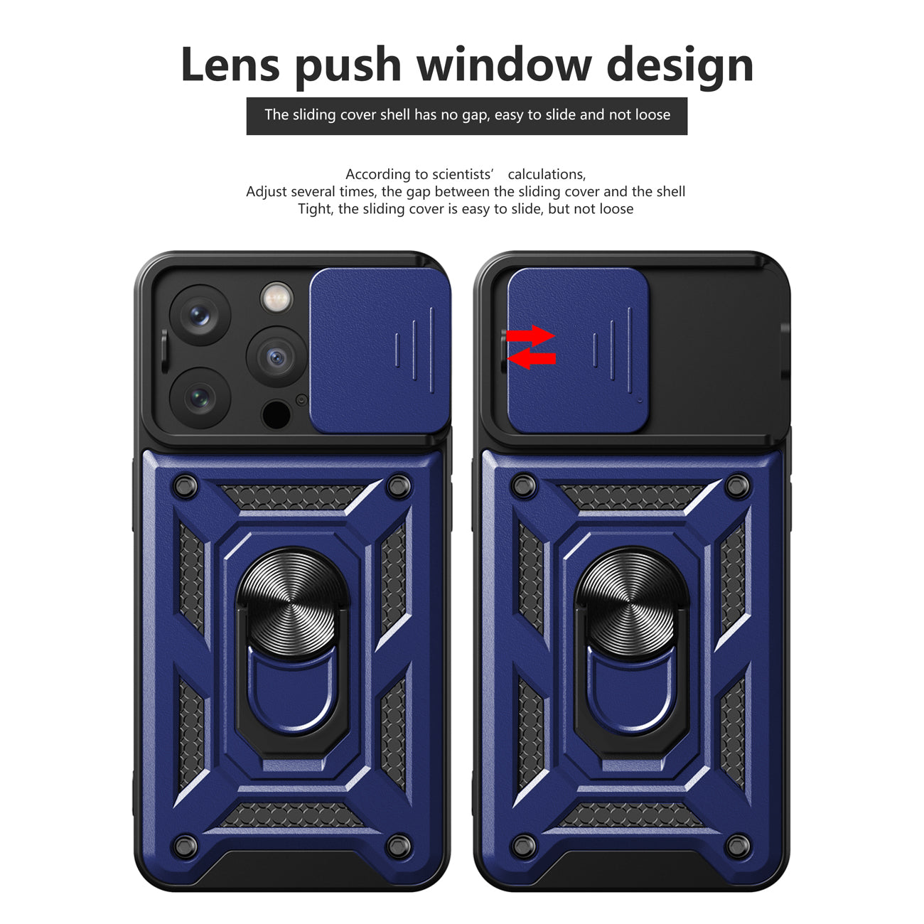 Kickstand Ring Holder With Slide Camera Cover Tpu Magnetic Car Mount For Apple Iphone 14 Pro In Blue
