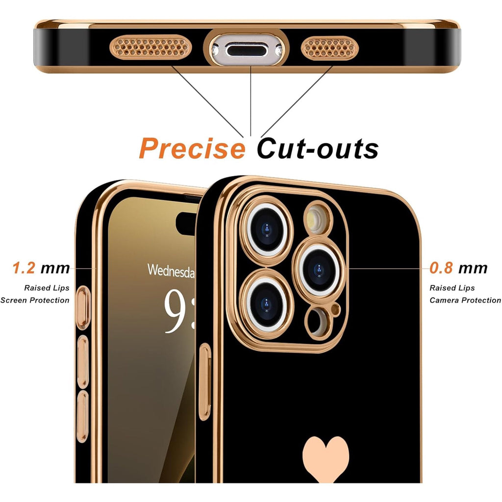 Entronix Bundle Compatible with iPhone 16 Pro - [Flexible] Glossy Heart Case & 2 Clear Screen Protectors
