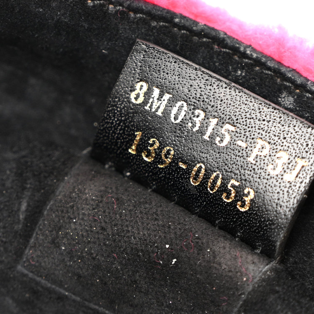 Shearling Nappa Mini Be Baguette Shoulder Bag Fuxia Black