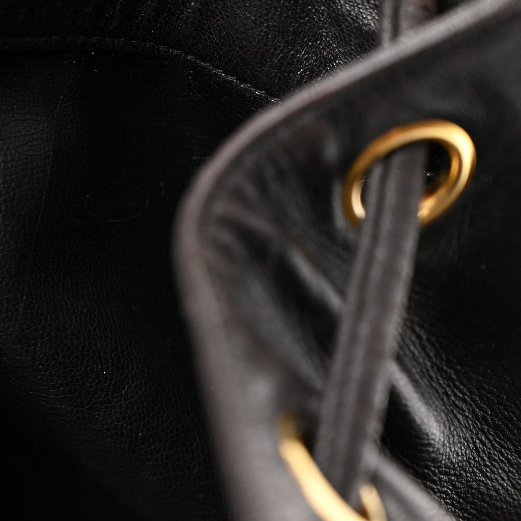 Lambskin CC Drawstring Backpack Black
