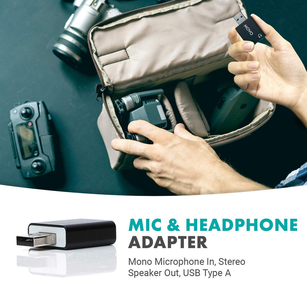Movo USB-AC 3.5mm TRS Mic to USB 2.0 Adapter