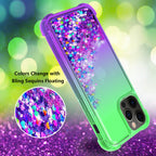Shiny Flowing Glitter Liquid Bumper Case For Apple Iphone 12 Pro Max In Green