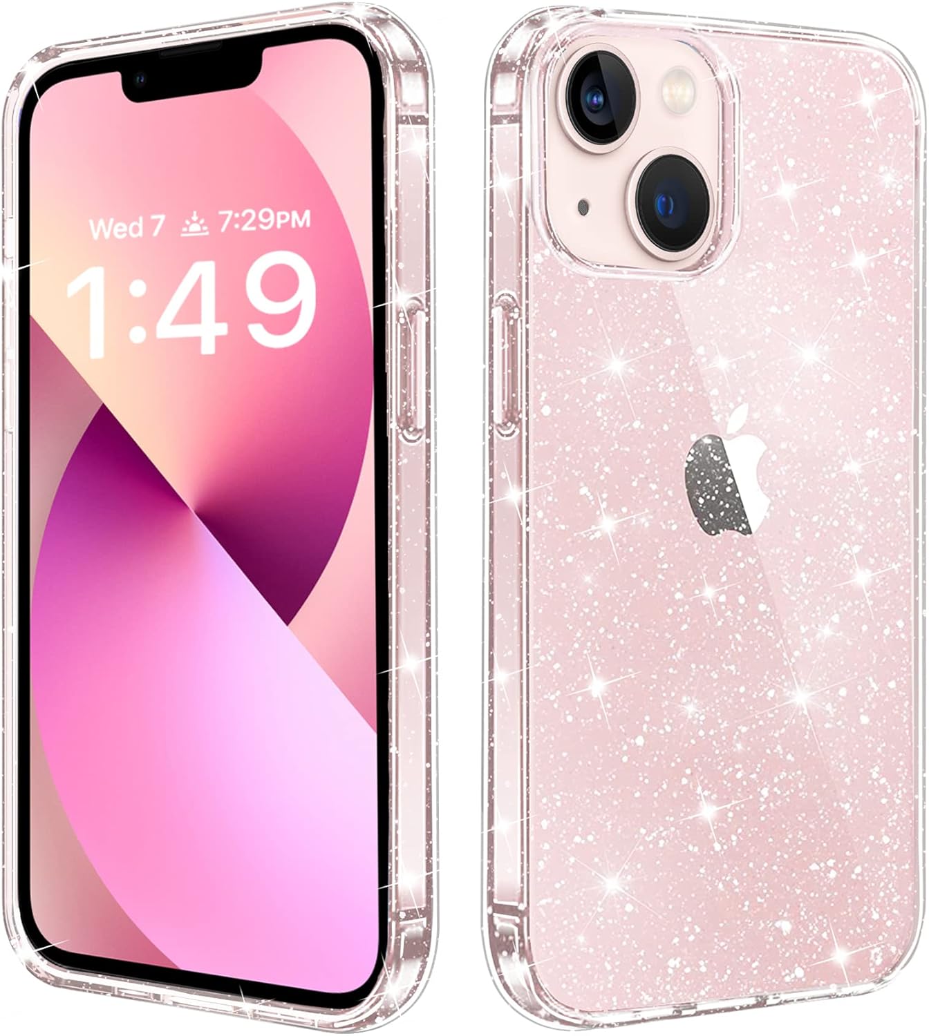 Entronix Case Compatible with iPhone 13 - [Hard Back] Glitter Clear