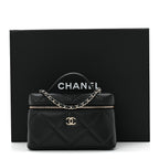 Caviar Quilted Top Handle Slim Vanity With Chain Black