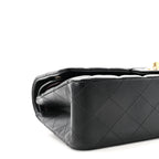 Lambskin Quilted Medium Double Flap Black