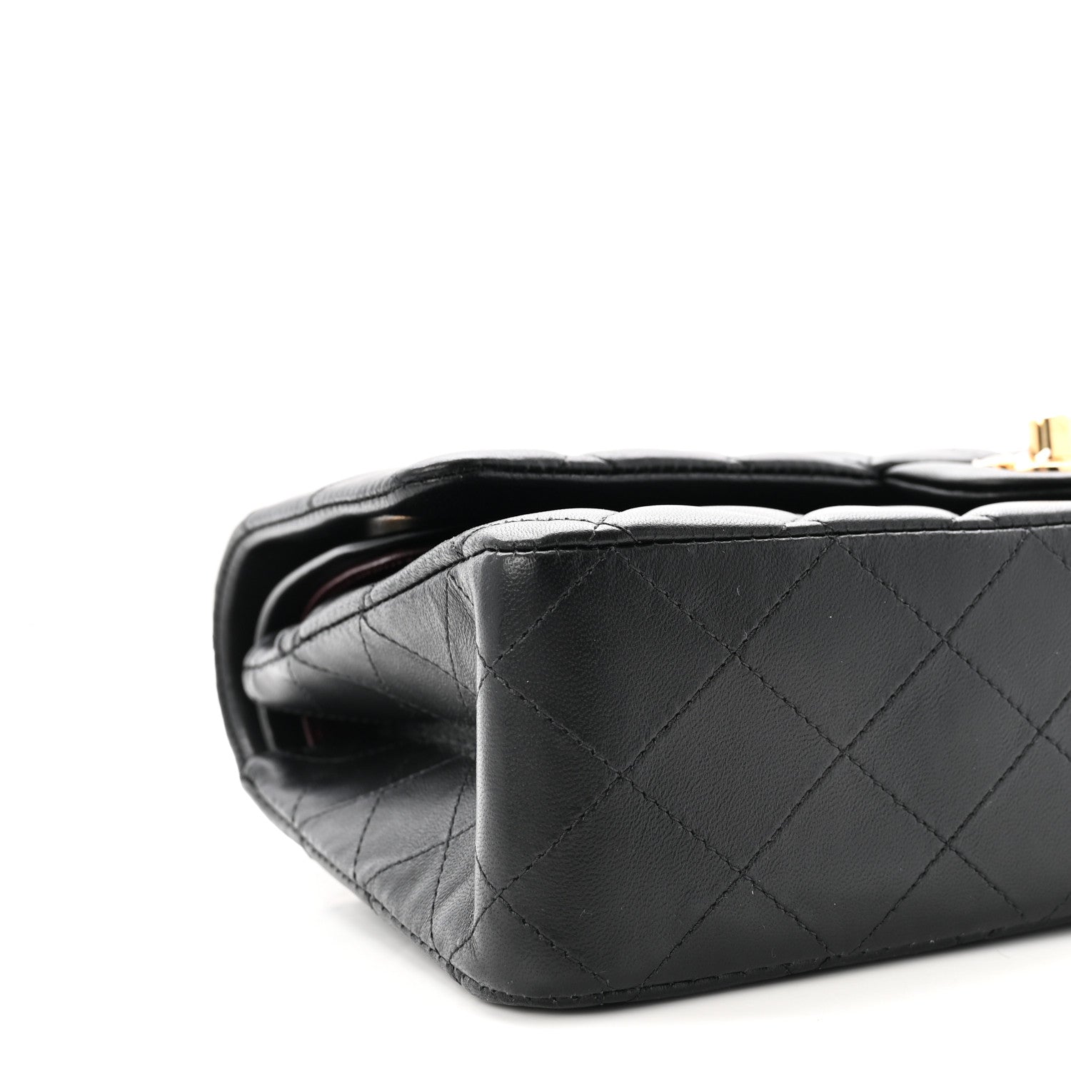 Lambskin Quilted Medium Double Flap Black