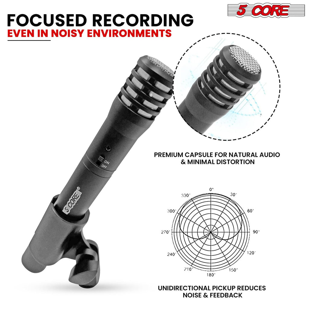 Professional Instrument Microphone Pencil Mic Condenser Cardioid Unidirectional Stick Microfono with Windscreen Mic Clip & Case - INSTRU MIC 100 GREY