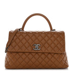 Caviar Quilted Medium Coco Handle Flap Camel