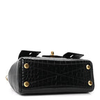 Calfskin Crocodile Embossed Mini Bel Air Carry All Bag Black