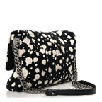 Tweed Paint Splatter Print Flap Black White