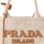 Linen Vitello Large Logo Tote Natural