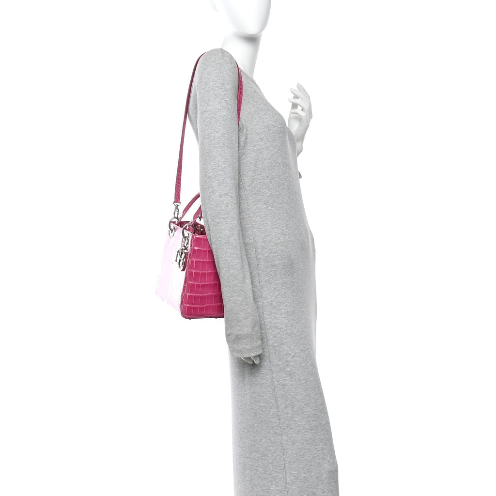 Alligator Medium Lady Dior Pink