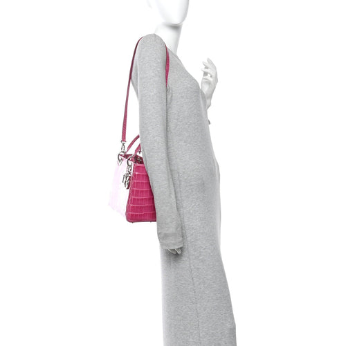Alligator Medium Lady Dior Pink