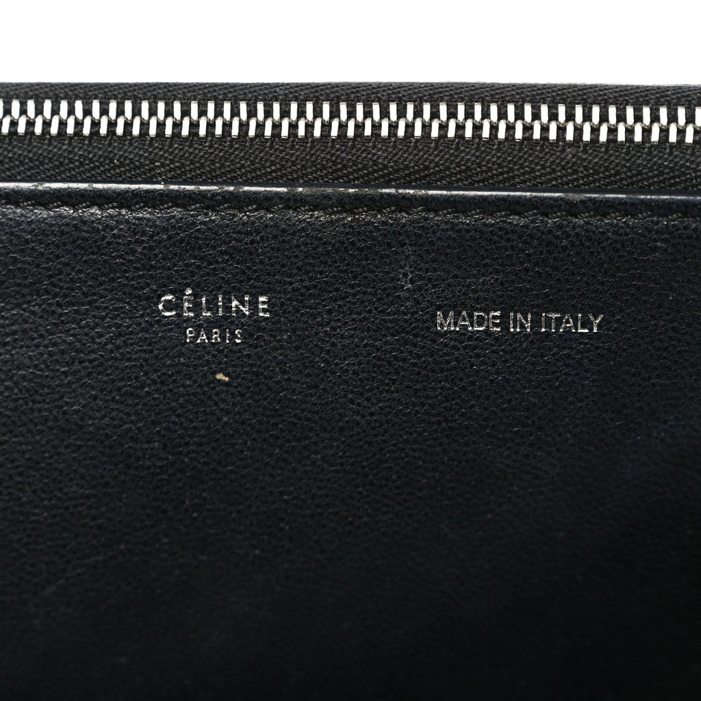 Drummed Calfskin Suede Double Zip Trapeze Black