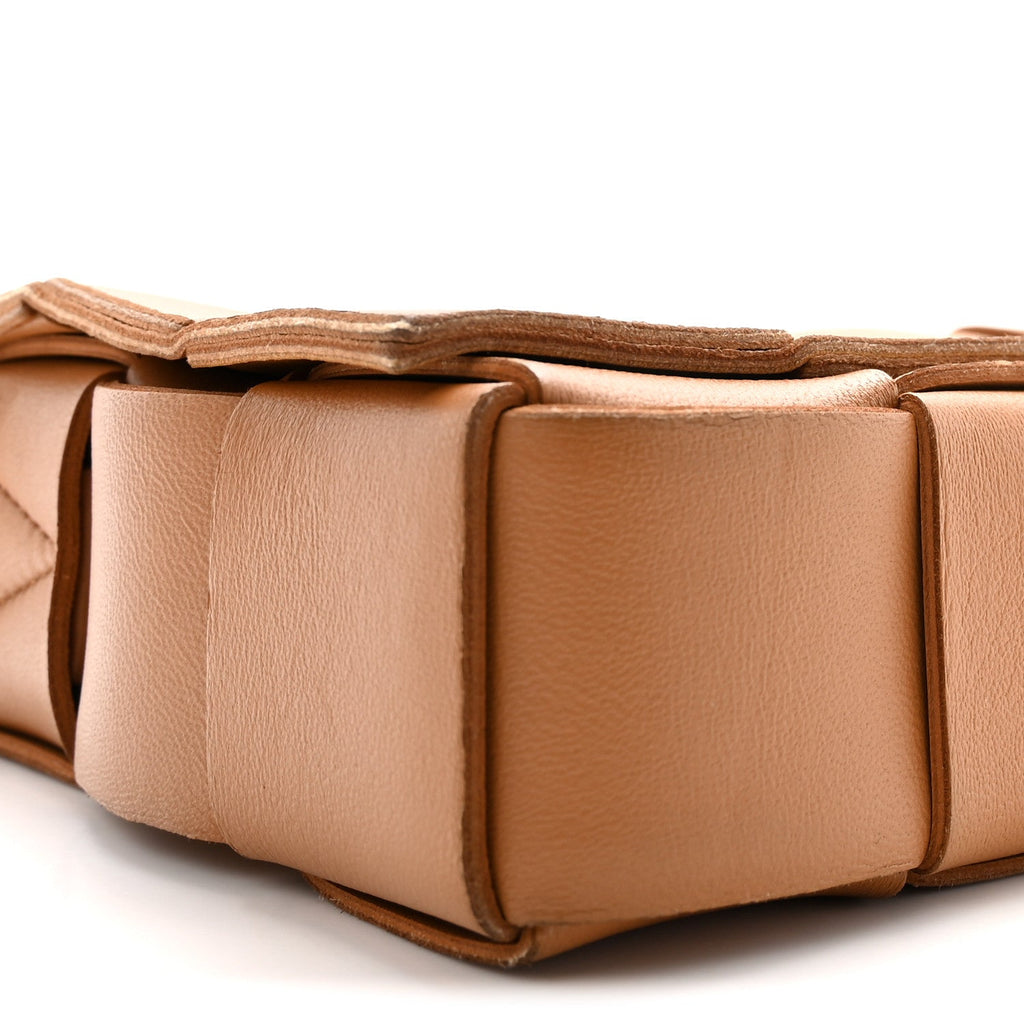 Lambskin Maxi Intrecciato Cassette Crossbody Bag Caramel